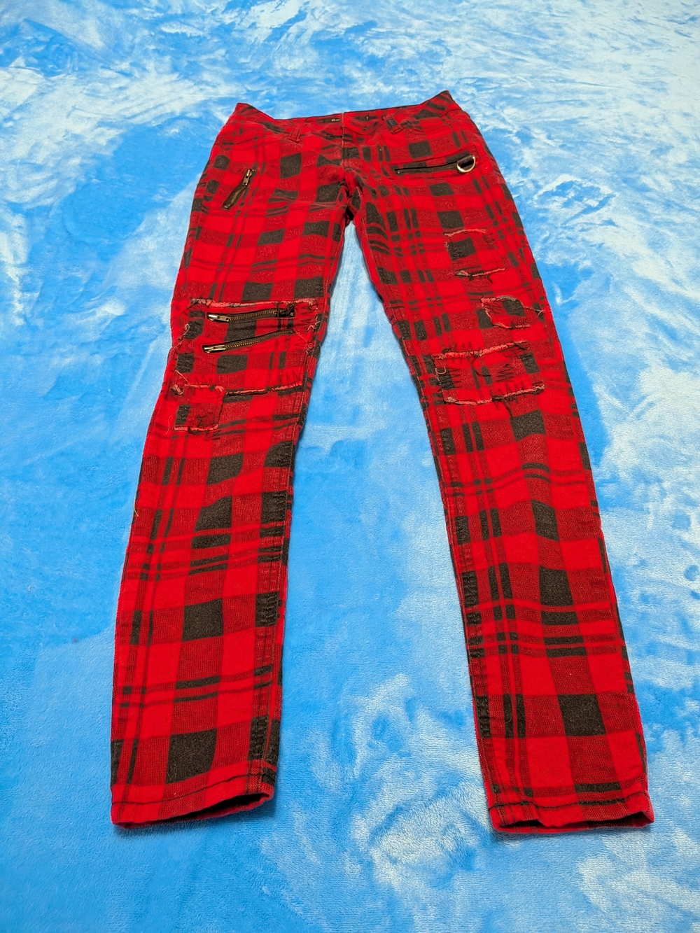 ❤️ Alt Babe Essential - Red & Black Plaid Skinny Pants 🖤
